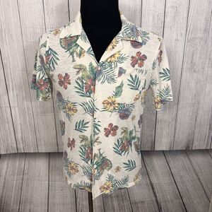 Jurassic World Men's Medium Multicolor Dinosaur Floral Short Sleeve Button Shirt